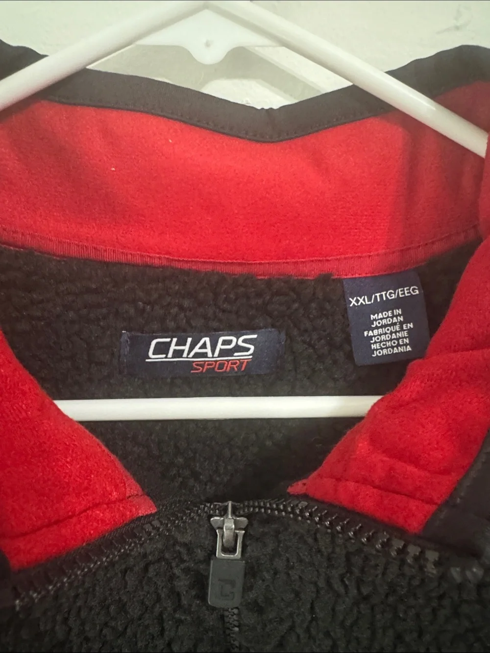 Chaps Black Sherpa Fleece Vest with Red Trim 2XL